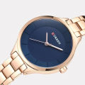 Curren 9015 Women'S Watch Luxurious Stainless Steel Women'S Watch-Rose Gold And Blue Color. 