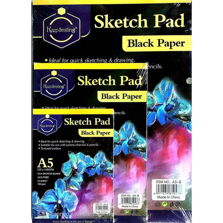 KeepSmiling Sketch Pad Black Paper 150gsm Available Size A4 And A5 ...