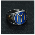 Fashion Middle East Turkish Kayi Ertugrul Ring Enamel Letter Y Ring Alloy Jewelry Man Rings. 
