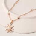 Trendy Crystal Beautiful Simple Sunflower Pendant Chain Choker Necklace for Girls - Necklace for Women/ Necklace for Girls Simple Fashion. 