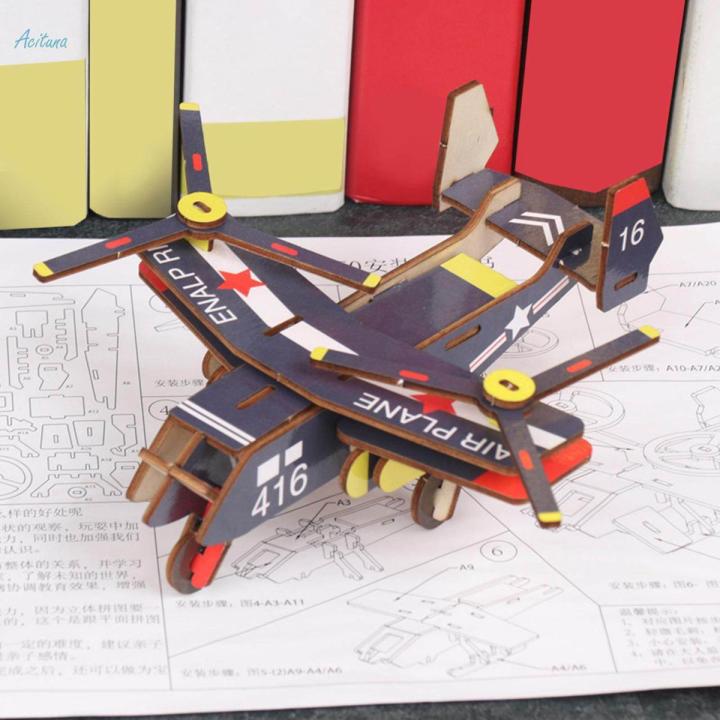 DIY 3D Wooden Puzzle Jigsaw Puzzles Unfinished Aircraft Puzzle Assembly Airplane Model Building Airplane Model for Kids Teens Adults