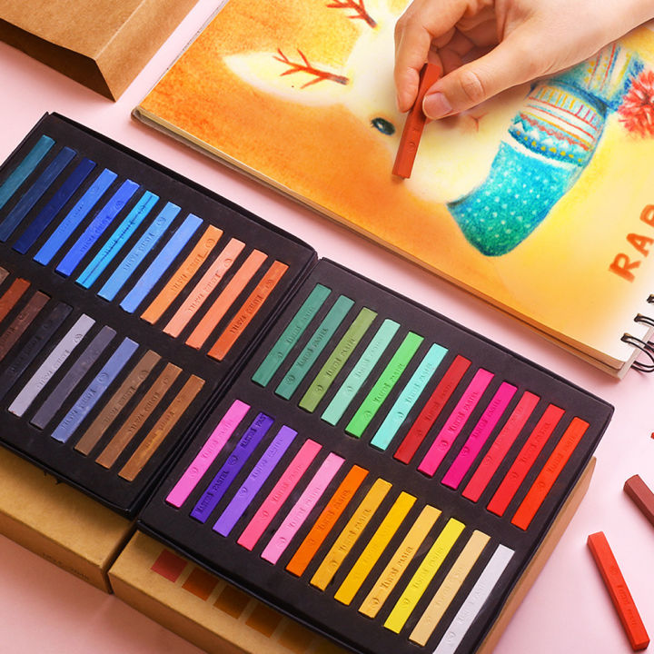 Square Pastel Set 12 Colors Soft Dry Pastel Artist Chalk Pastel Sticks Non Toxic for Office School Art Drawing Painting Supplies