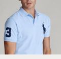 RL Single Big Pony Mesh Short-Sleeve Polo Shirt - Sky Blue.