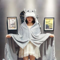 Cartoon cute cape, blanket, flannel, lazy shawl, cape, student hooded, home office, napwear. 