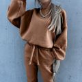 Fashion Tracksuit 2 Piece Set Winter Warm Sweatshirt Suit Women Drawstring Elastic Waist Long Pants Casual Autumn Tracksuit Sets. 