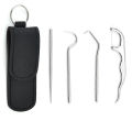 4pcs Portable Stainless Steel Toothpick Dental Floss Oral Care Teeth Cleaning For Outdoor. 