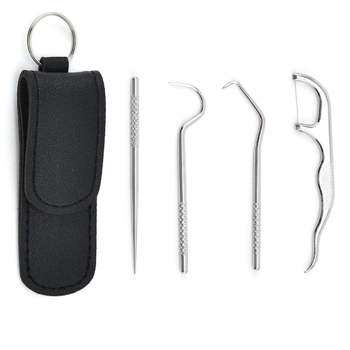 4pcs%20Portable%20Stainless%20Steel%20Toothpick%20Dental%20Floss%20Oral%20Care%20Teeth%20Cleaning%20For%20Outdoor%20-%20Image%203