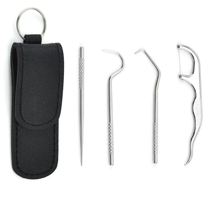 4pcs%20Portable%20Stainless%20Steel%20Toothpick%20Dental%20Floss%20Oral%20Care%20Teeth%20Cleaning%20For%20Outdoor%20-%20Image%204