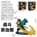 Demon Slayer: Kimetsu No Yaiba Figure Tanjiro Fights Zenitsu Flame Pillar Vulcan Anime Peripheral Boxed Ornament Gift.