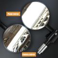 1 Pair Wide Angle Round High Clear Glass Adjustable Motorcycle Handlebar Mirror Handlebar Flat Convex Rearview Mirror Scooter Ac.