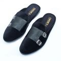 New Fashionable Velvet Half Shoe For Men Black.