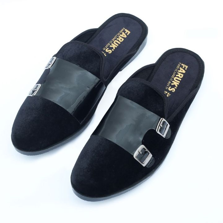 New Fashionable Velvet Half Shoe For Men Black