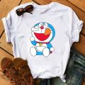 Anime Doraemon Clothes Summer Short-sleeved T-shirt Funny Printing Cartoon Doraemon Graphic Casual Tops Women's T-shirts. 