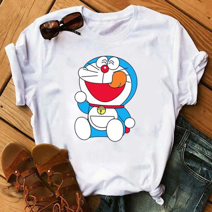 Anime%20Doraemon%20Clothes%20Summer%20Short-sleeved%20T-shirt%20Funny%20Printing%20Cartoon%20Doraemon%20Graphic%20Casual%20Tops%20Women's%20T-shirts%20-%20Image%204