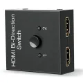 【VisioN Shop】HDMI Splitter, HDMI Bidirectional 2 Input to 1 Output in to 2 Out, 1080P Passthrough HDMI Switcher. 