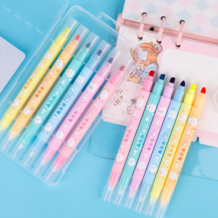 Weibo%20Stationery%20Student%20Color%20Double-Headed%20Fluorescent%20Pen%20Marking%20Pen%20Points%20Children's%20Good-looking%20Cute%20Journal%20Pen%20-%20Image%202