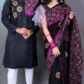 Stylish & Fashionable New Matching Best Couple Dress For Men & Women - Saree & Panjabi Combo Set - Elevate Your Style Together.