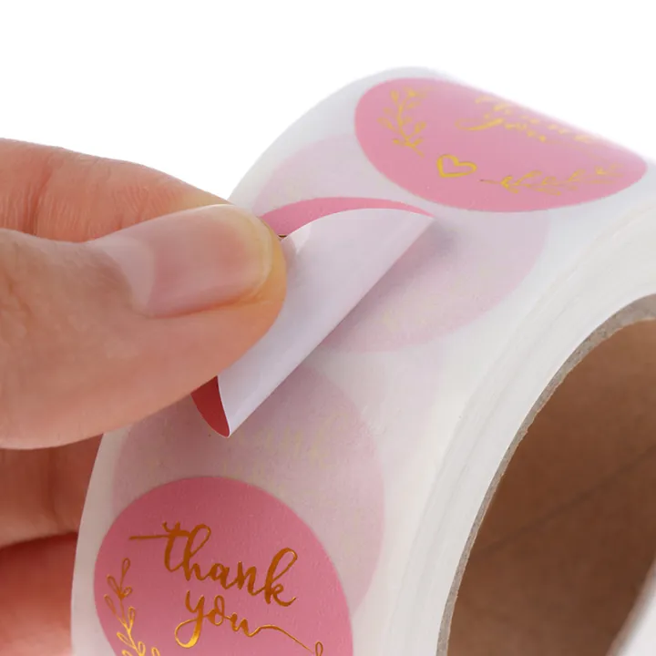 Thank%20You%20Stickers%20Gold%20Foil%20Seal%20Labels%20500pcs%201%20inch%20Pink%20Favors%20Stickers%20-%20Image%205