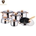 Kaisa Villa Stainless Steel Induction bottom 12pcs Cookware Set. 