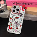 Trend Brand Cartoon Cute Hello Kitty Feather Yarn Case Compatible for IPhone 15 13 14 11 12 Pro Max 7Plus 15 14 7 8 Plus XR X XS Max SE 2020 Luxury 3D DIY Bow Knot Soft Case.