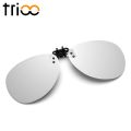 TRIOO Clip on Sunglasses For Myopia Frame Rimless Flip Up Polarized Sun Glasses For Men Driving Anti-Glare Lunette Pilot Style.