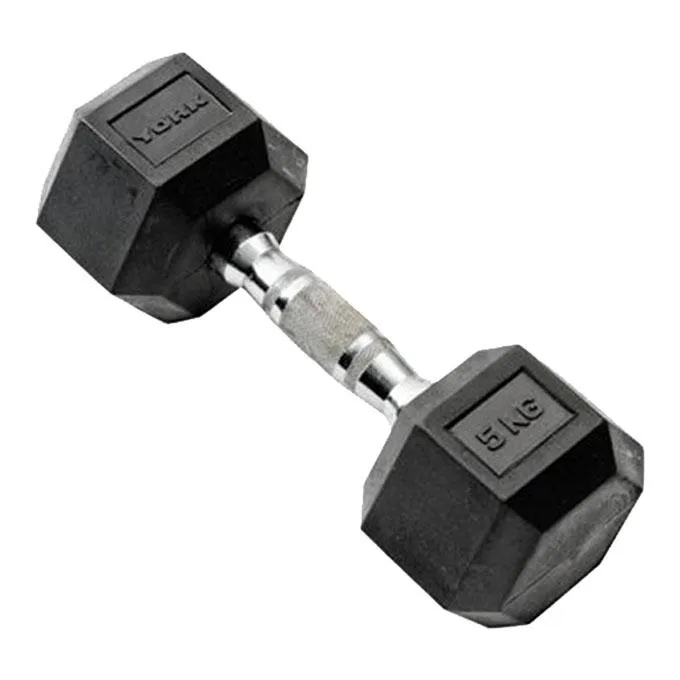 Rubber%20Hex%20Dumbbell%20(Single)%205Kg%20-%20Black%20-%20Image%202