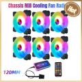 COOLMOON 120mm Chassis RGB Cooling Fan Computer Small 6PIN Adjustable Silent RGB PC Case Heatsink Cooler Fan Radiator DC 12V. 