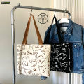 TandG Canvas Zipper Tote Bag with Cute Cats Design for Women Trendy Off-White.