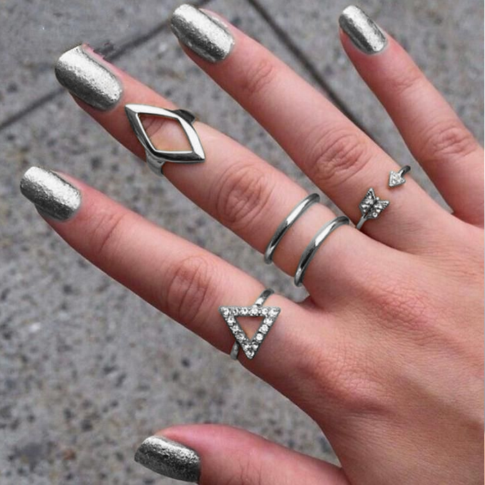 5 Pieces Modern Design Simple Rings  for Women