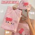 Hello Kltty Bath Female Towels Dry Hair Cap Two or Three Piece Set Cute Large Bathrobe Family Student Couple. 