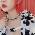2X Metal Spikes Studs Rivets Punk Goth Necklace Choker Collar.