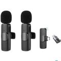 K9 Dual Wireless Microphone Type C & iphone For Vlogs Interview Youtubers.