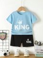 Baby Boy Summer Short Sleeve T-shirt Tee Shorts 2 Pcs Outfits Set used children baby comfortable T-shirt and pant. 