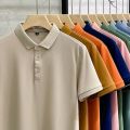 Business foreign trade polo shirt men's short sleeve t-shirt loose lapel summer high-end tik tok ice silk plus-size top. 