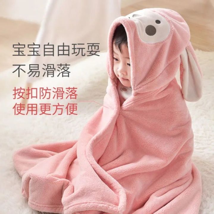 Newborn%20Baby%20Bath%20Towel%20Children's%20Cloak%20Hooded%20Baby%20Bathrobe%20Coral%20Fleece%20Is%20Water-Absorbing%20Quick-Drying%20Softer%20than%20Pure%20Cotton%20-%20Image%203