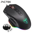 PICTEK PC257 Wired Gaming Mouse 12000 DPI RGB Backlit Game Mouse 10 Programmable Buttons New Ergonomic Game USB PC Computer Mice. 