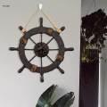 Creative Nautical Boat Steering Wall Decor Statue Craft Wooden Ship Wheel Wall Hanging Decor 28cm. 