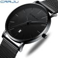 CRRJU Simple Ultra thin Quartz Watch Stainless Steel Mesh Strap Men's Watches Fashion Waterproof Clock Men Casual Wristwatches. 