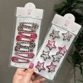 8pcs/set Leopard Print Hair Clips for Women Girls Vintage Geometric Star BB Clips Bangs Hairpins Barrettes Hair Accessories Set. 