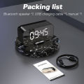 GOOJODOQ Wireless LED Bluetooth Speaker Smart Alarm Clock Portable Mini Super Bass Stereo Hands-free Calling Mirror Screen.