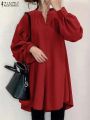 Womans fashionable Long Sleeve V-Neck Tunic Tops Elegant Holiday Blusas Mujer Female Casual Shirt plus sized. 