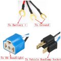 H4 Negative Switched LED Headlight Lamp Bulb Relay Wiring Harness Plug Kit. 