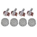 4x 500K POTS Guitar Volume Tone Potentiometer and Knobs Gold Control Switch.