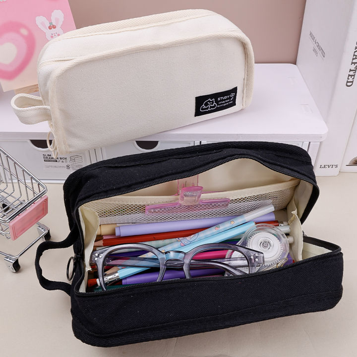 High Quality Waterproof Canvas Children's Cloth Zip Bag Pen Case Pencil Bag