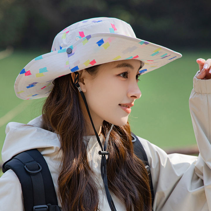New camouflage waterproof Ked marked mountaineering hat outdoor casual sunshade fisherman hat large brim sunscreen hat women