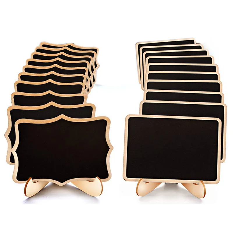 Cergrey Mini Blackboard, Mini Chalkboard, 10PCS Memo Board Wooden Mini Blackboard Chalkboard Message Note Board With Stand Holder Clip Note Board