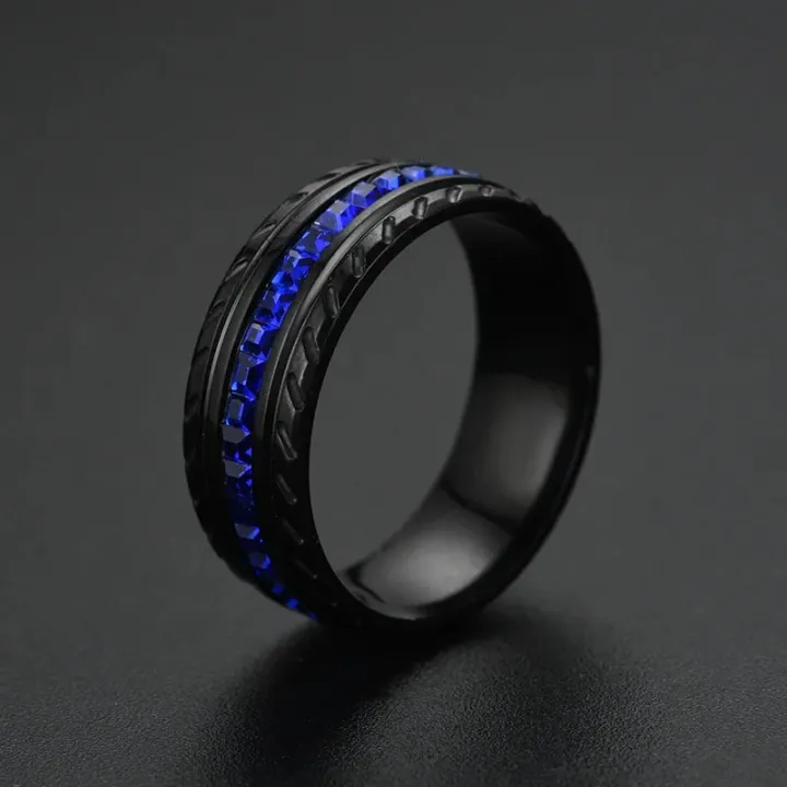 SHOUMAN%20Black%208mm%20Wheel%20Shape%20Luxury%20Blue%20Zircon%20Titanium%20Steel%20Wedding%20Band%20Ring%20for%20Men%20Women%20Lover%20Wedding%20Charm%20Jewelry%20BruberryBe%20-%20Image%205