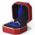 Square Velvet Wedding Ring Case Jewelry Gift Box with LED Light for Proposal Engagement Wedding Luxury Ring Box.