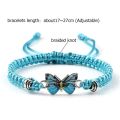 Handmade Braided String Bracelet For Women Blue Butterfly Pendant Adjustable Charm Bracelets Bangles Fashion Girl Jewelry Gifts. 