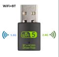 600Mbps Dual Band WiFi + Bluetooth Adapter For Windows PC/Laptop- (Driver Free Version, WiFi Hotspot Supported, 2.4GHz + 5GHz). 